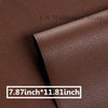 A close-up of a brown leather repair patch, showing the texture and size of 7.87 inch by 11.81 inch.