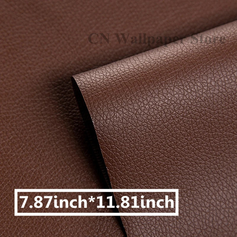 A close-up of a brown leather repair patch, showing the texture and size of 7.87 inch by 11.81 inch.