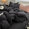 Solid Black Microfiber Duvet Cover Set with Pillowcases