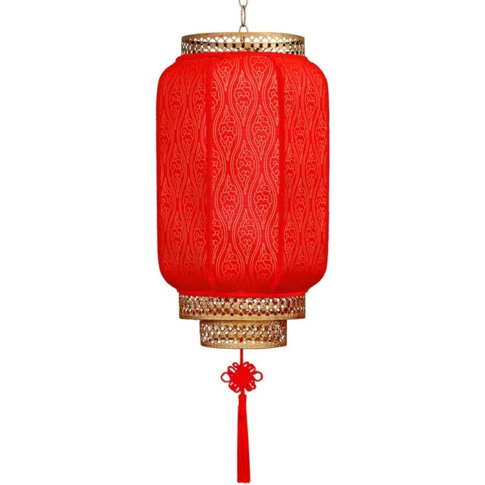 Classic Red Chinese New Year Lantern with Antiqued Finish