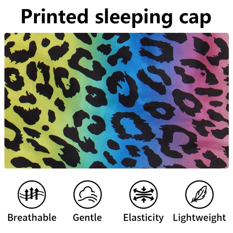 Gorro de dormir de satén con estampado de leopardo