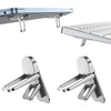 Silver portable adjustable laptop stand shown in multiple angles and configurations