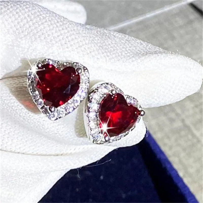 Red Heart Cubic Zirconia Jewelry Set