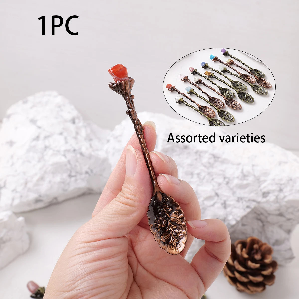 Natural Crystal Raw Stone Spoon for Meditation and Energy Work