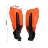 Orange motorcycle handguards with black aluminum alloy mounts shown in profile view