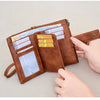 Vintage RFID-Blocking Triple-Fold Wallet with Double Zipper