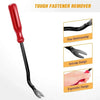 A red tough fastener remover tool with a black handle and specialized tips for fine workmanship, anti-slip, and ergonomic des