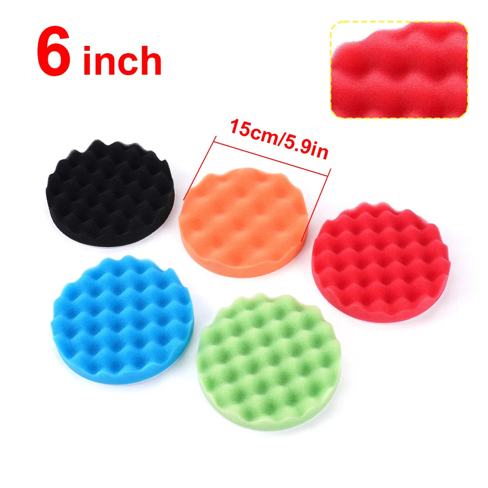5-Piece Foam Waffle Polishing Pad Set for Car Detailing