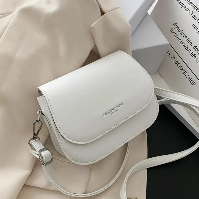 Solid Color Saddle Crossbody Bag