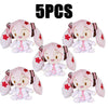 Five soft pink Hatsune Miku plush dolls with large ears and detailed features