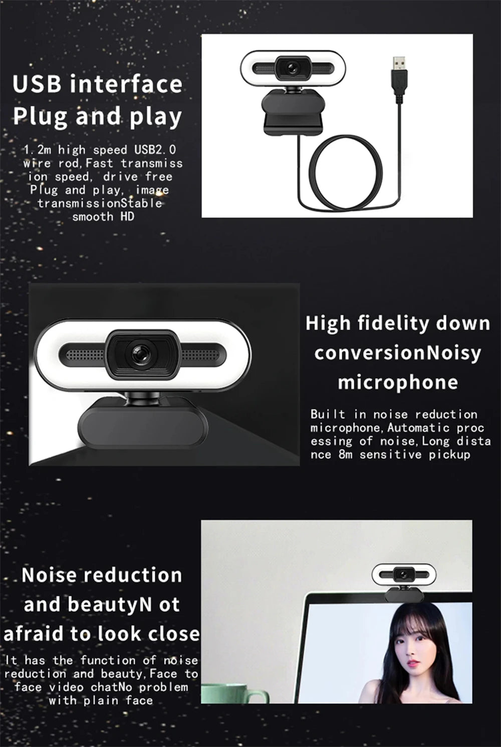 4K Auto-Focus Webcam with Built-in Microphone