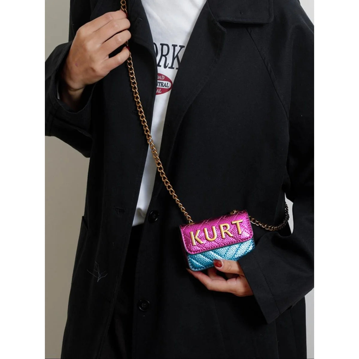 Mini Magnetic Crossbody Bag with Letter Flap and Chain Strap
