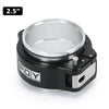 A black heavy-duty aluminum V-band clamp and flange assembly with a 2.5 inch diameter component.
