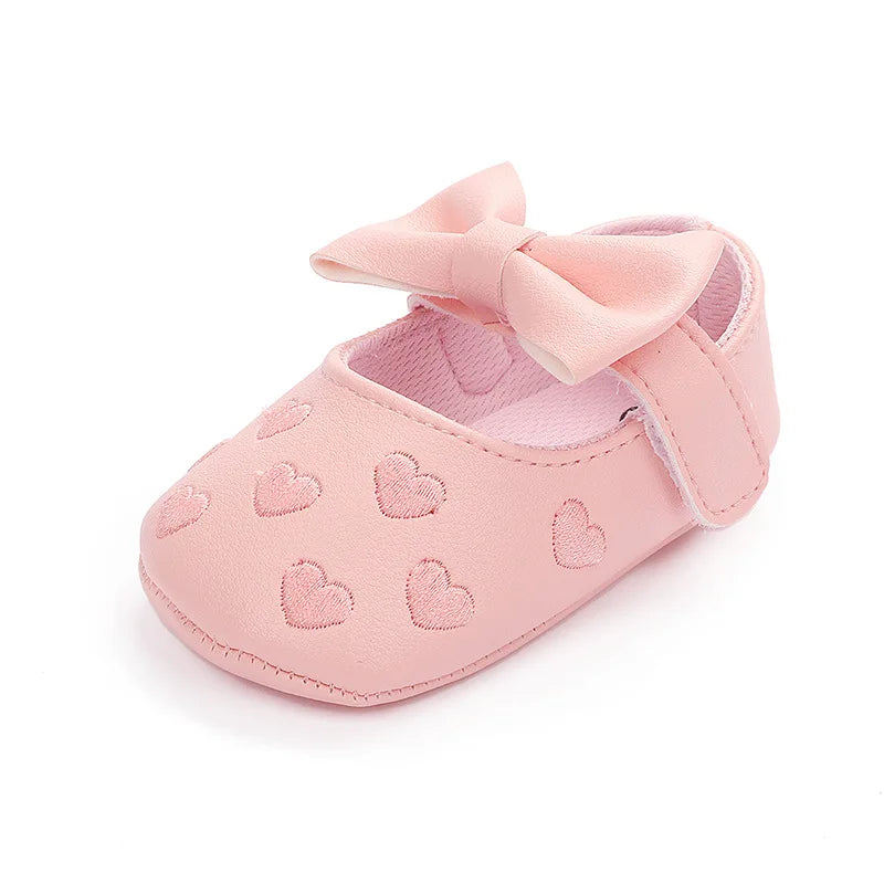 Classic Bow Baby Girl First Walker Shoes with Anti-Slip Sole