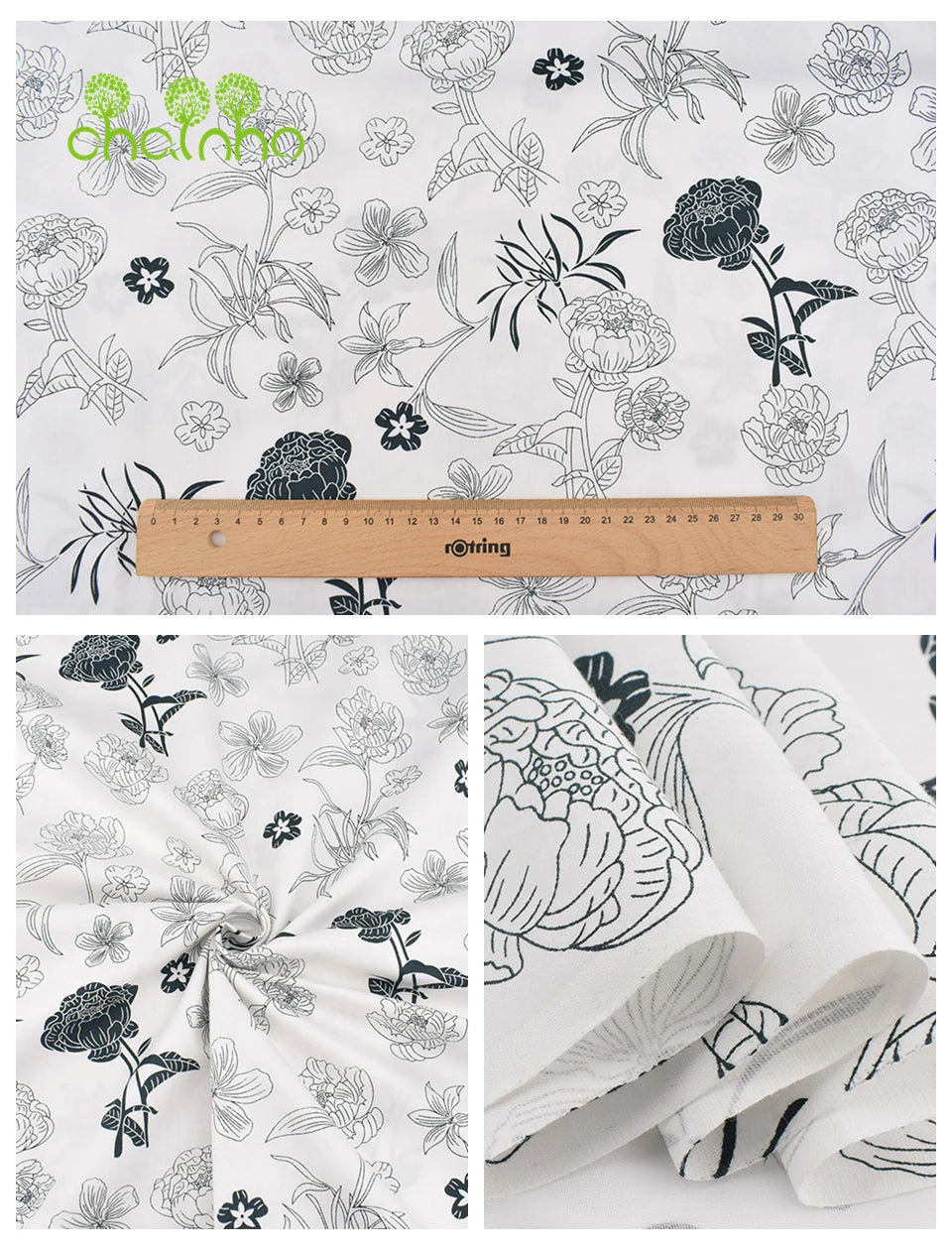 Floral Printed Twill Cotton Fabric for Quilting & Sewing – 6 Piece Set