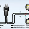 Wiring harness kit showing connections for an LED light bar, including power lines and a cutting hole size of 20.8mm.