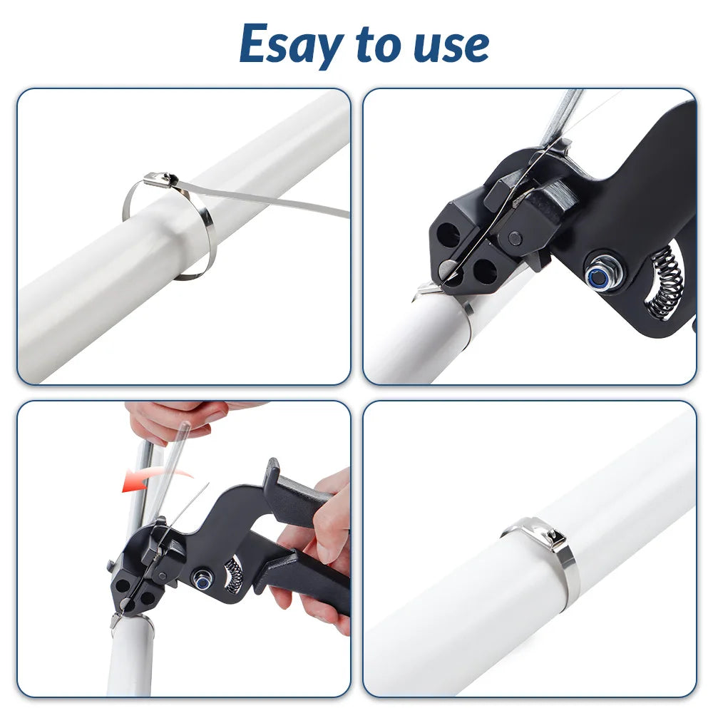304 Stainless Steel Cable Tie Gun with 100 Metal Zip Ties