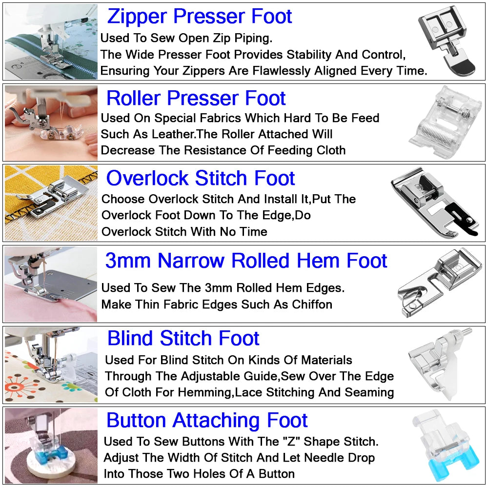 11-Piece Snap-On Presser Foot Set for Low Shank Sewing Machines