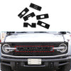 Black 3D ABS emblem letter covers for a Ford Bronco grille.
