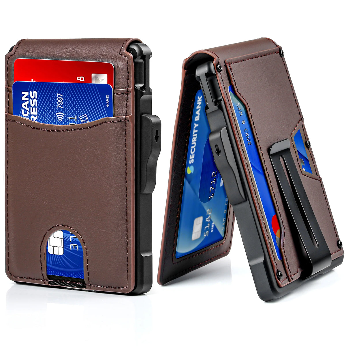 Slim RFID-Blocking Wallet with Money Clip and ID Window