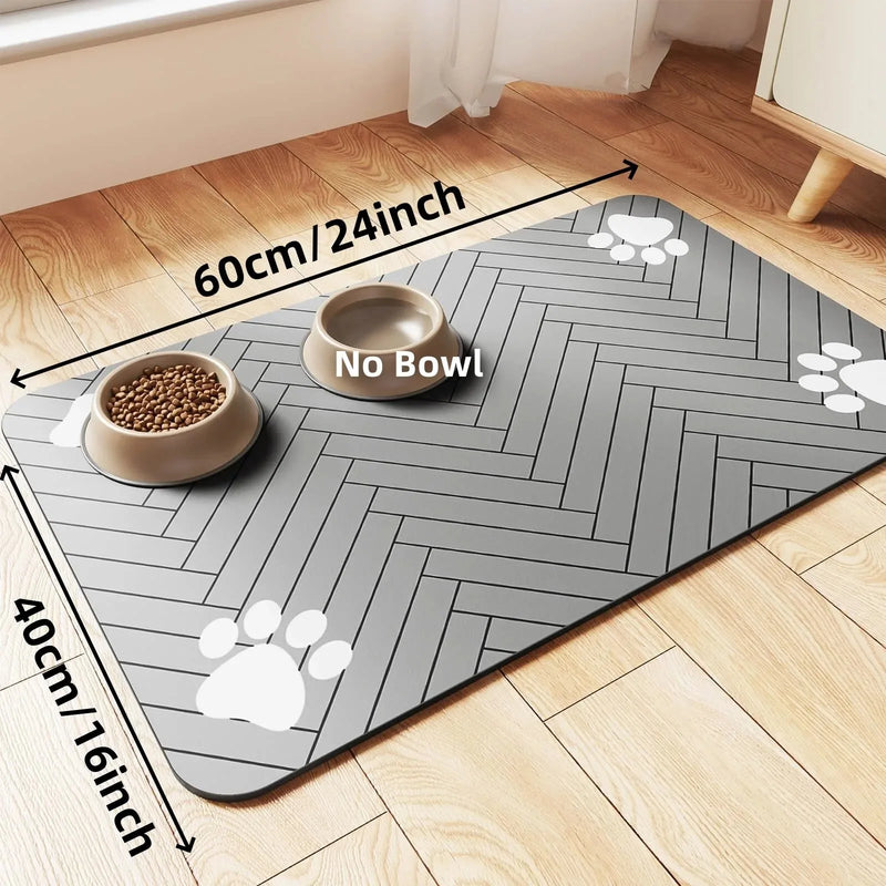 Absorbent Pet Feeding Mat with Anti-Slip Rubber Backing