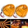 A pair of waterproof LED side marker lights for trucks, trailers, and vans, shown alongside a light beam effect.