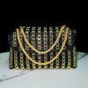 Crystal-Embellished Evening Clutch Bag with Chain Strap
