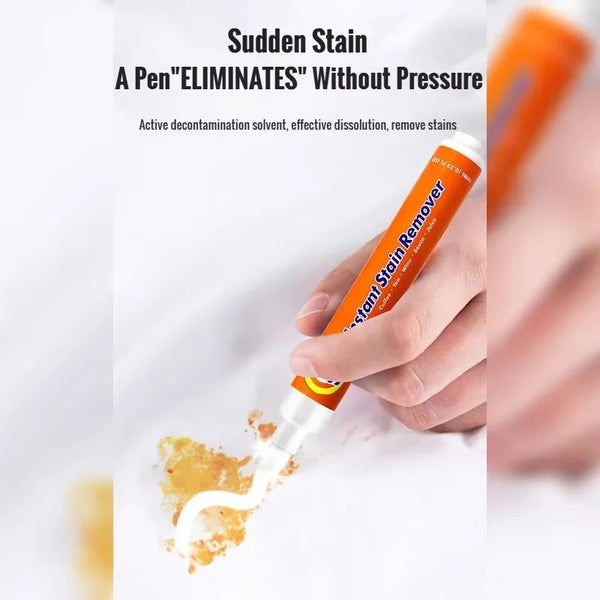 Una mano aplica un rotulador quitamanchas para eliminar manchas de una superficie blanca.