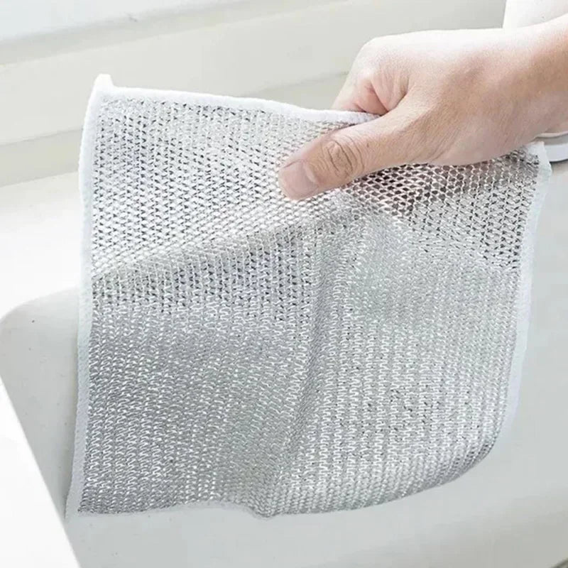 Double-Layer Steel Wire Cleaning Cloth with Microfiber Mesh