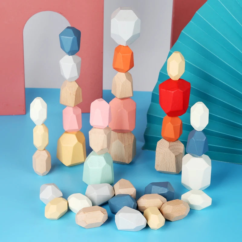 Wooden Stacking Rocks Toy for Kids