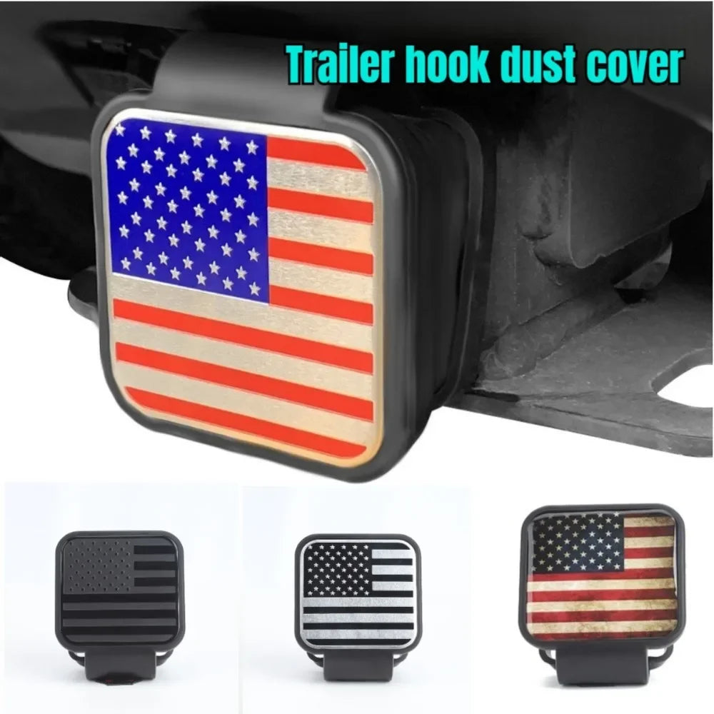 A close-up view of a black trailer hook dust cover, showing various styles and designs.