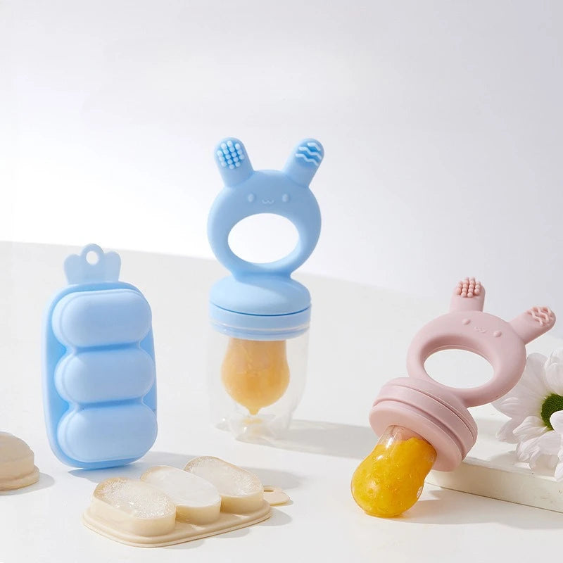 BPA-Free Silicone Baby Food Feeder and Popsicle Mold Set
