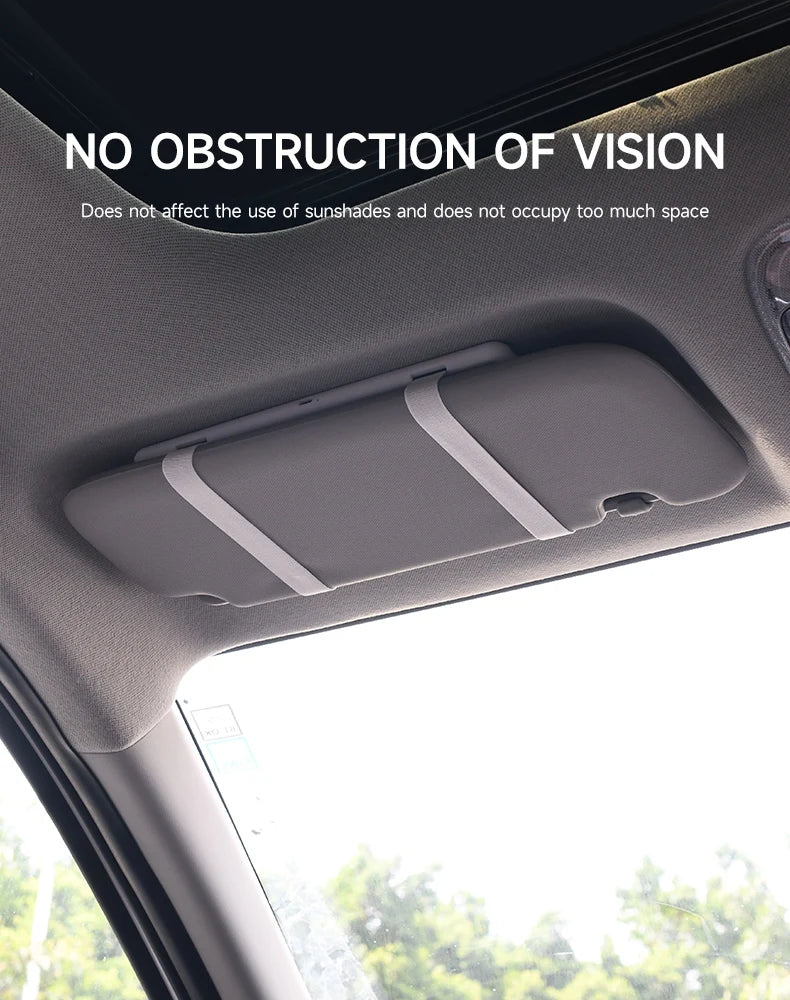 A gray HD touch screen makeup mirror is shown mounted on a car window frame.