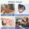 Image showing various uses of disposable transparent shower caps including bath, face care, spa, and hair salon services.