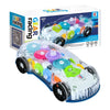 Voiture de Police Transparente avec Engrenages, Lumières et Musique