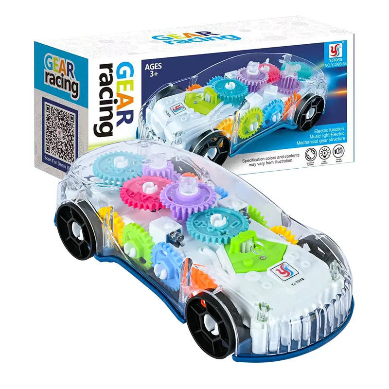 Voiture de Police Transparente avec Engrenages, Lumières et Musique