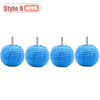 Four blue drill polishing sponge cones for wheels and automotive detailing