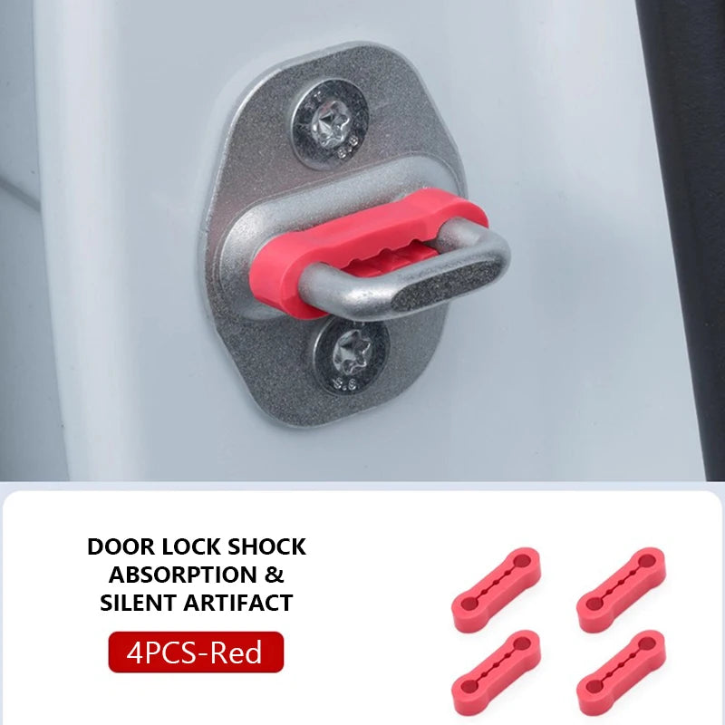 Four red silicone door lock shock absorption pads for silent artifact installation