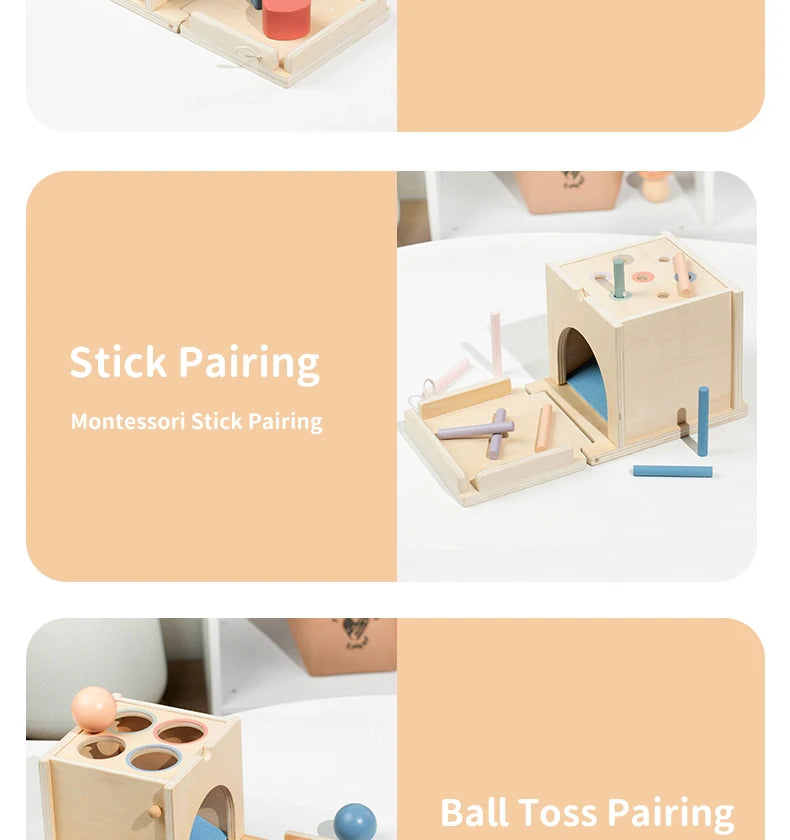 Montessori 4-in-1 Wooden Color Sorting & Shape Matching Box for Toddlers