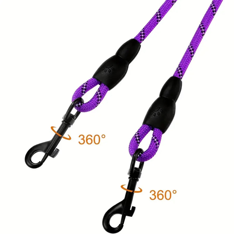 Dual Dog Leash with 360° Swivel Tangle-Free Design