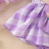 Baby Girl Plaid Romper Set with Bear Patch and Bow Headband