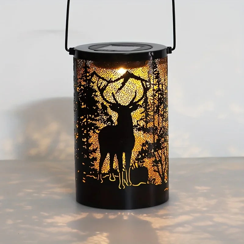Solar Deer Garden Lantern with Forest Projection