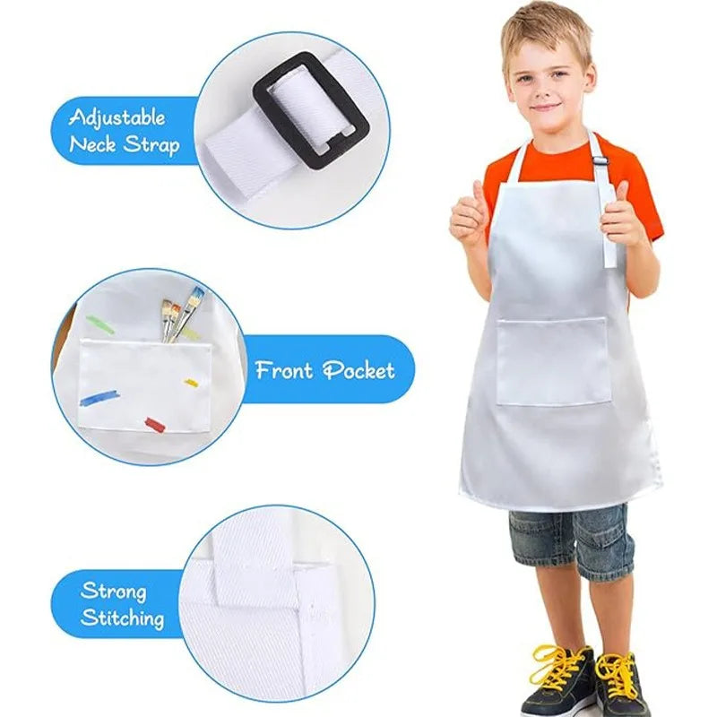 Kids' Chef Apron and Hat Set – Waterproof Cooking & Painting Smock for Boys and Girls