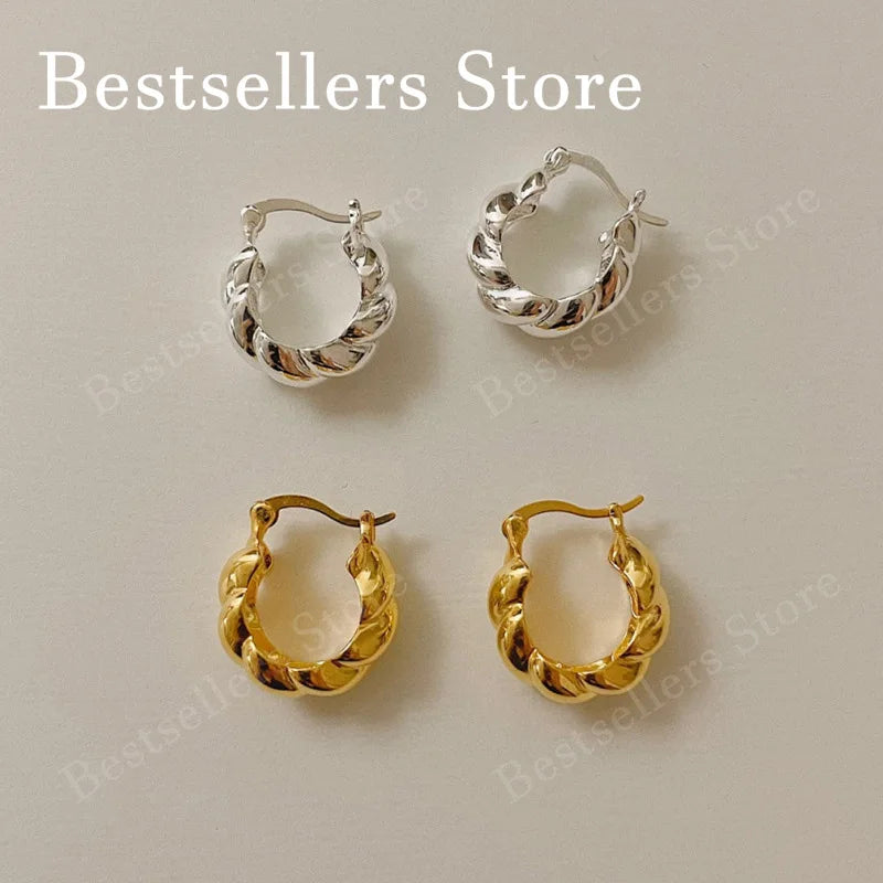 Aretes de Aro Retorcidos en Plata de Ley