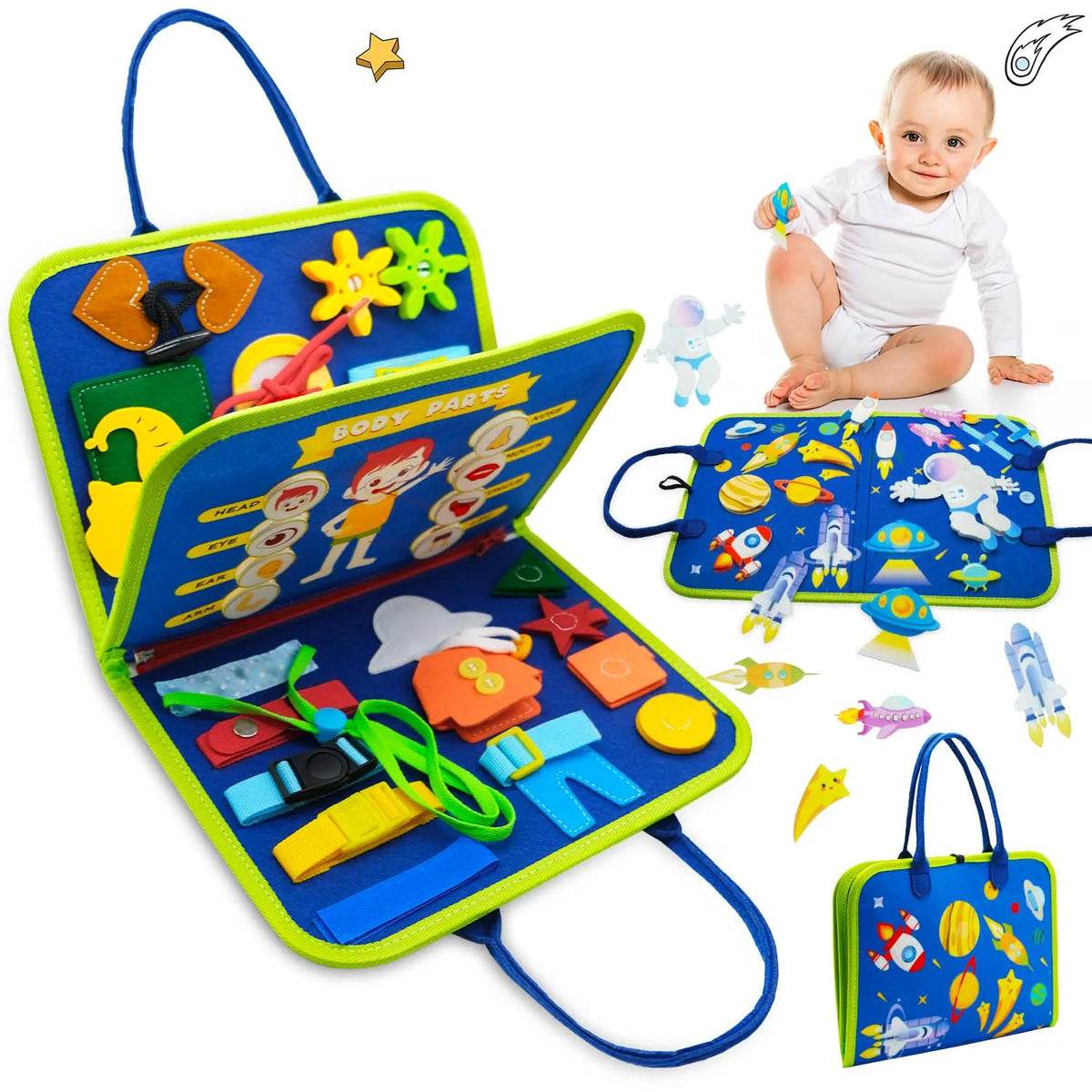 Montessori Busy Board – Dinosaur-Themed Sensory Learning Toy for Toddlers