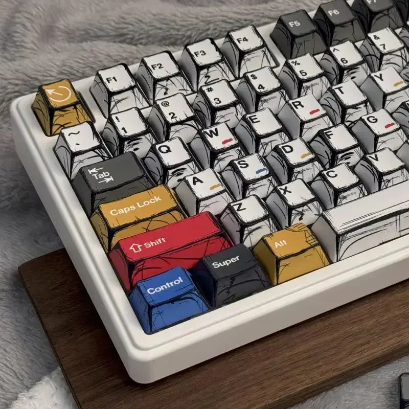 Comic Style Colorful Keycap Set – 136 Keys, Classic Minimalist Design