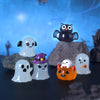 Glow-in-the-Dark Halloween Witch & Pumpkin Figurine Set
