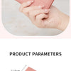 A pink minimalist short wallet is shown being held by a hand, next to a smartphone.