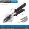 Black plastic-covered angle cutter with a utility knife blade for manual measurement and cutting.