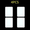 Four white iron-on fabric patches displayed against a black background.
